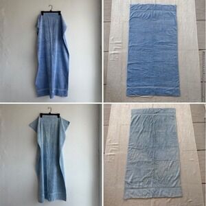 2pc Vintage Sears Superplush Bath Towels Blue Set Lot 2 USA Heavy Cotton Retro‎